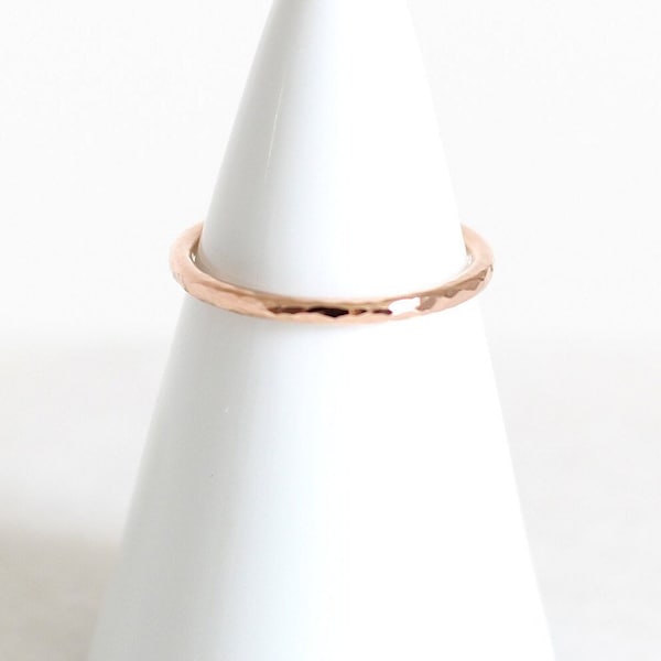 9ct, 14ct or 18ct Solid Recycled Gold Hammered 1.5mm Ring • 9K 14K 18K Yellow, Rose, White Gold • Handmade • Wedding, Stacking or Midi Band