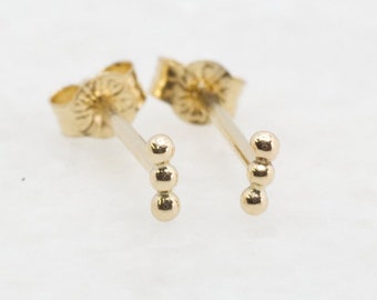 Solid 9ct, 14ct or 18ct Triple Gold Ball Stud Earrings • 4mm 5mm • Recycled 9K 18K Yellow Gold • Handmade Studs • Single or Pair