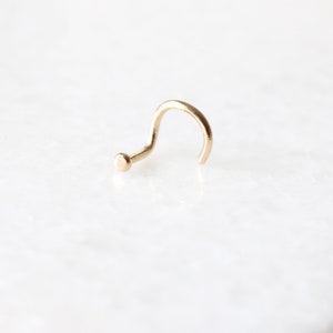 Solid 18ct Recycled Gold Nose Stud Nostril Screw • 24G 20G 18G • Tiny Flat 1mm 1.5mm 2mm Handmade • 18K Yellow Gold