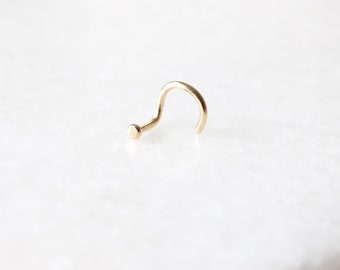 Solid 18ct Recycled Gold Nose Stud Nostril Screw • 24G 20G 18G • Tiny Flat 1mm 1.5mm 2mm Handmade • 18K Yellow Gold