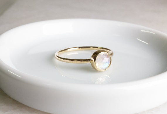 Moonstone Solid Gold Ring • Recycled 9ct or 18ct Gold • Rainbow Moonstone Bezel Set • Handmade 9K or 18K Ring • June Birthstone Jewellery