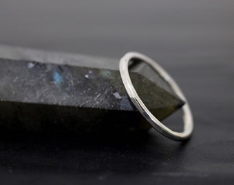 Recycled Sterling Silver Facet Ring • Handmade Slim 1.5mm Band