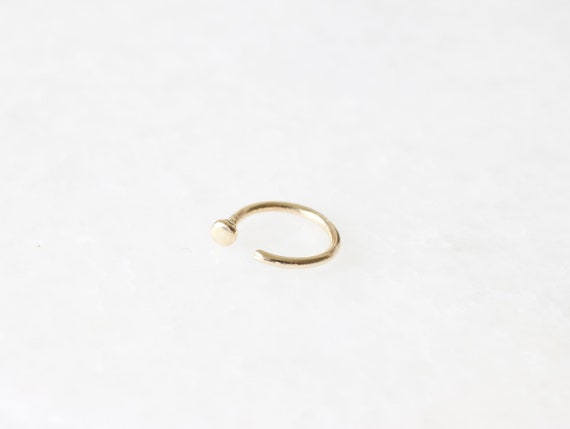 Solid 9ct Gold Tiny Dot Open Hug Hoop Single Earring • Handmade 20G 18G 16G Huggy Huggies Hoops