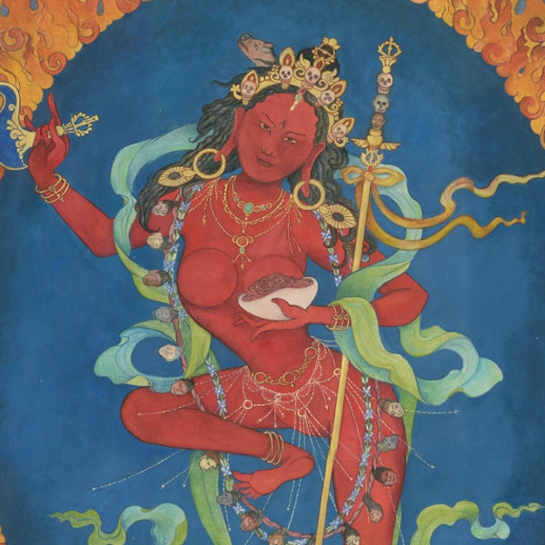 VajraVarahi SMALLER SIZES goddess of the kundalini energy Tibetan Buddhist devotional art Vajrayana, Vajra Varahi, Marchungma Machig Labdron