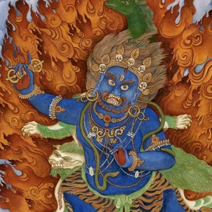 Vajrapani & Hayagriva, SMALL SIZES Garuda  Yidam Deity Buddhist Deity Bodhisattva meditation Dharma protector Temple guardian thangka thanka