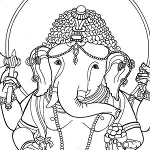 Ganesh Adult coloring page downloadable coloring elephant Hindu deity Kavish Ganesha image 2