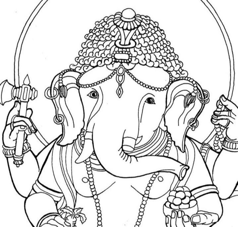 Ganesh Adult coloring page downloadable coloring elephant Hindu deity Kavish Ganesha image 2