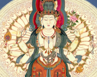 1,000 Armed Avalokiteshvara closeup CROPPED image, SMALLER SIZES