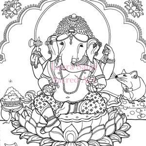 Ganesh Adult coloring page downloadable coloring elephant Hindu deity Kavish Ganesha image 1