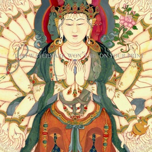 1,000 armed Bodhisattva Guanyin QuanYin Avalokiteshvara LARGE SIZES God of Compassion TIbetan Buddhist Thangka thanka tanka deity Mantra image 2