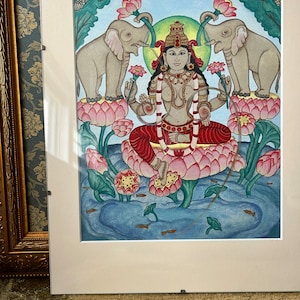 Lakshmi Hindu Goddess of Wealth, SMALLER SIZES Abundance and Fertility, holy tridevi with Parvati and Saraswati , wife of Vishnu image 5