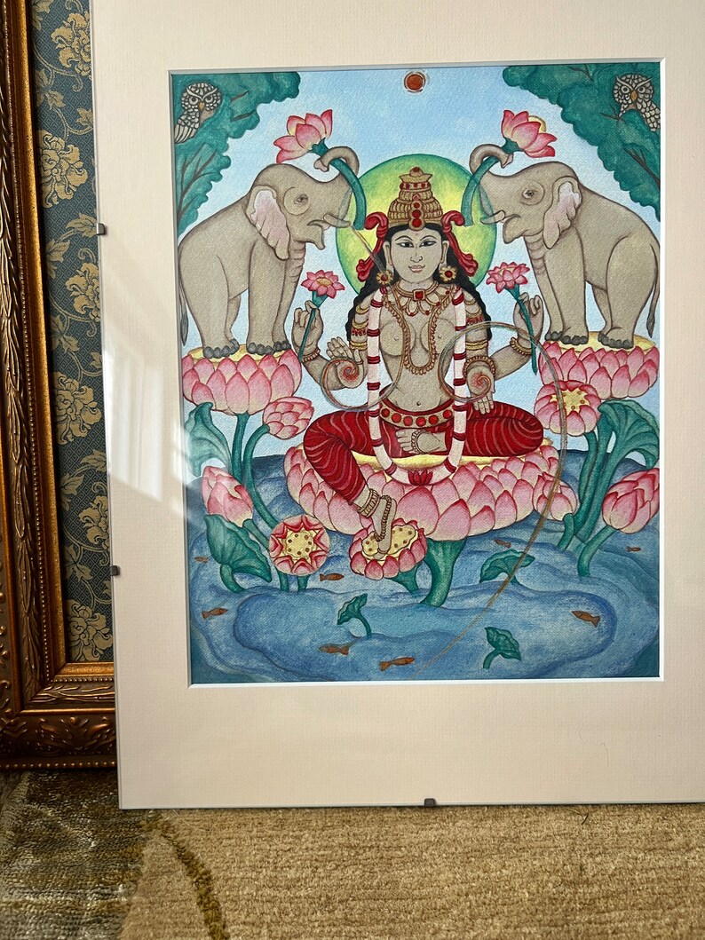 Lakshmi Hindu Goddess of Wealth, SMALLER SIZES Abundance and Fertility, holy tridevi with Parvati and Saraswati , wife of Vishnu image 5