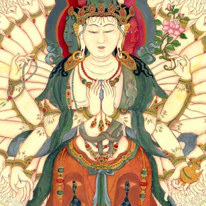 1,000 Armed Avalokiteshvara closeup CROPPED image, SMALLER SIZES image 2