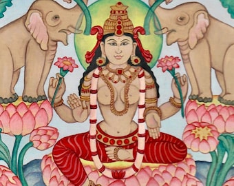 Lakshmi Hindu Goddess of Wealth, SMALLER SIZES Abundance and Fertility,  holy tridevi with Parvati and Saraswati , wife of Vishnu