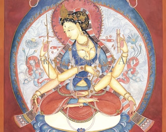 Prajnaparamita, LARGE SIZES Mother Goddess of  Past, Present, Future, Dharma, Meditation art, buddhism, incense, spiritual art, Himalayan