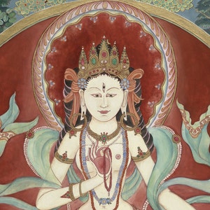 Parvati, Para, LARGER SIZES Mother Goddess, Maha Lakshmi, Devotional art, Healing Space Buddhism, Spiritual art, Nepalese Hindu Tibetan Art image 3