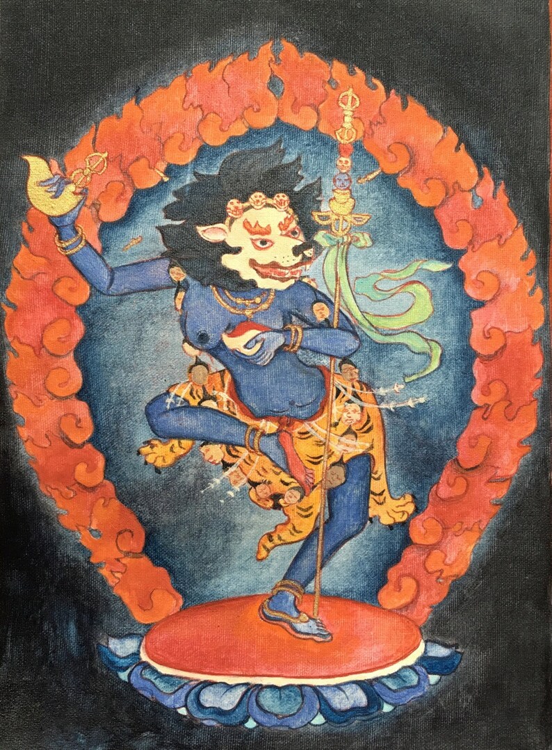 The Estatic Dakini, Lion-Headed SimhaMukha tsakli initiation card image 2