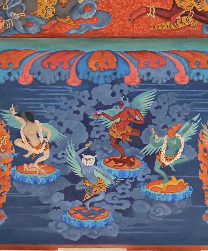 Magician Vajrakilaya Heruka SMALL SIZES thangka Buddhist deity in Yab-Yum Purbha exorcism bird headed dakinis samantabhadra image 3