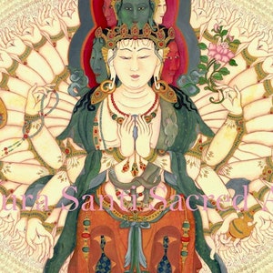 1,000 armed Bodhisattva Guanyin QuanYin Avalokiteshvara LARGE SIZES God of Compassion TIbetan Buddhist Thangka thanka tanka deity Mantra image 3