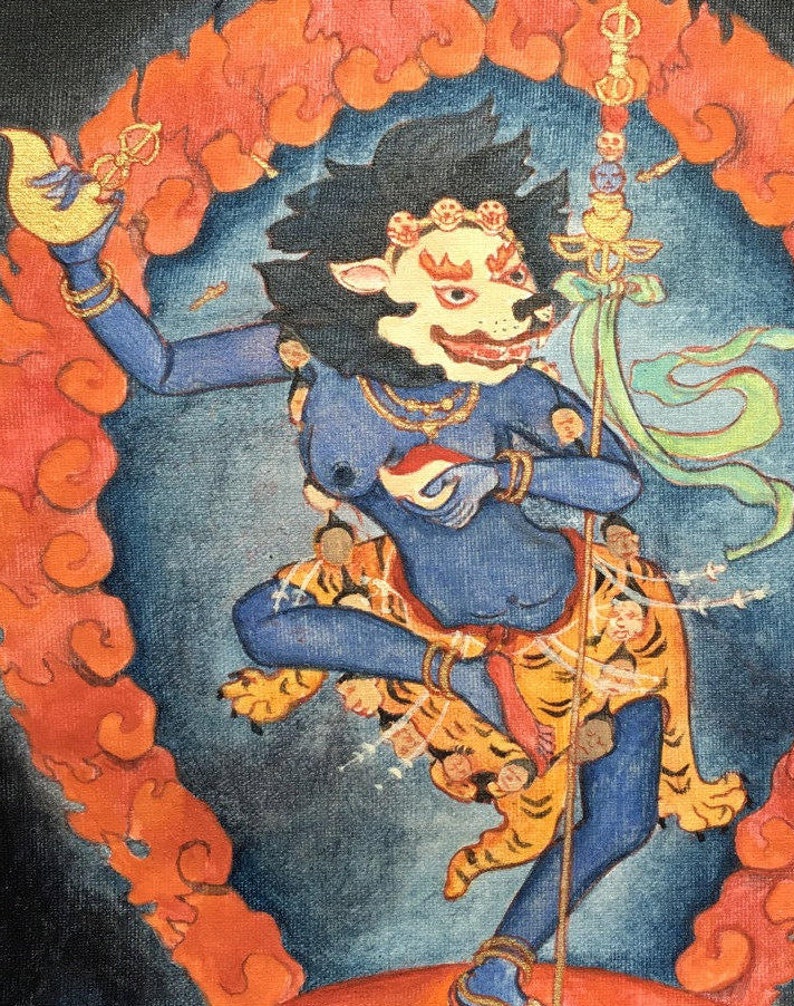 The Estatic Dakini, Lion-Headed SimhaMukha tsakli initiation card image 1