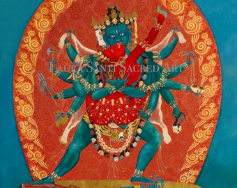 Chakrasamvara SMALL SIZES: Samvara and VajraVarahi in YabYum Tibetan deity Thangka thanka tanka giclee print, Union of Wisdom and Compassion