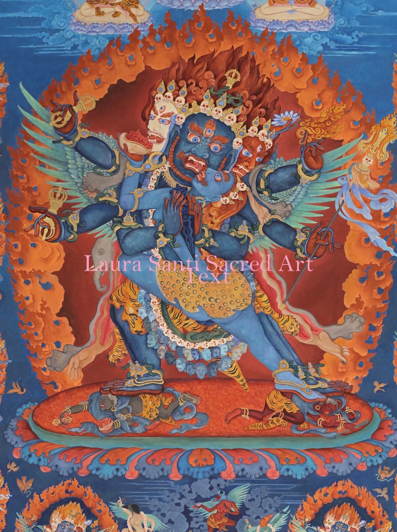 Magician Vajrakilaya Heruka SMALL SIZES thangka Buddhist deity in Yab-Yum Purbha exorcism bird headed dakinis samantabhadra image 1