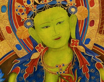 Green Tara, Goddess of Compassion, A , SMALLER SIZES Avalokitesvara, Dharma, Meditation, Tara, Hindu Buddhist deity, incense