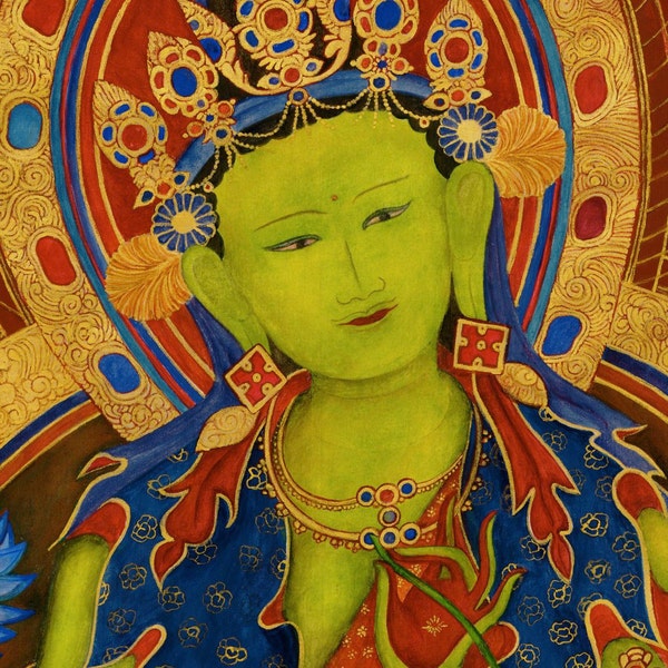 Green Tara, Goddess of Compassion, A , SMALLER SIZES Avalokitesvara, Dharma, Meditation, Tara, Hindu Buddhist deity, incense