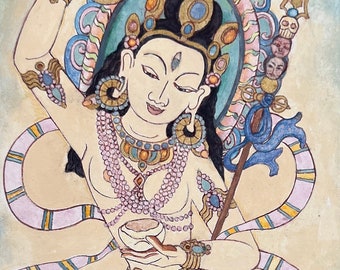 Salgye du Dalma Göttin des Schlafes tibetisch-buddhistische Devotionalie Kunst Vajrayana, Dakini, Machig Labdron Ruhehilfe Wächterin der Träume