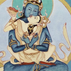 Vajradhara, in union with Prajnaparamita, 4 x 6&quot; Buddha Bodhisattva Mahayana Vajrayana Buddhism yabyum consort enlightenment