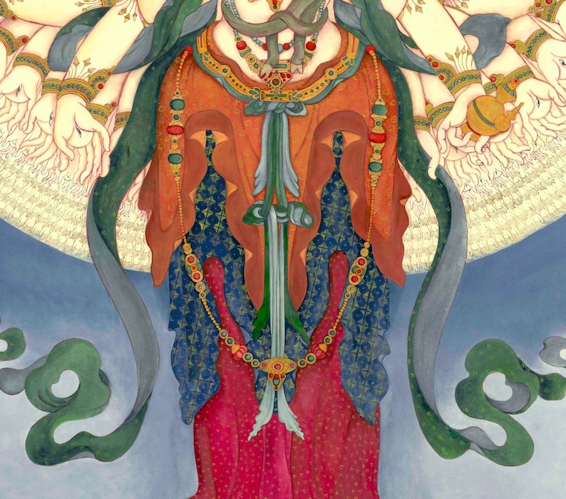 1,000 armed Bodhisattva Guanyin QuanYin Avalokiteshvara LARGE SIZES God of Compassion TIbetan Buddhist Thangka thanka tanka deity Mantra image 4