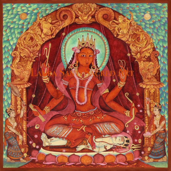 Lalita TripuraSundari Goddess, SMALLER SIZES Hindu deity, Mahavidyas, mantra, Shiva Siva, meditation, Sri Yantra Shree Yantra mandala Tsagli