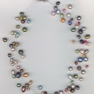 Multicolor Freshwater Pearl Necklace  17&quot; long