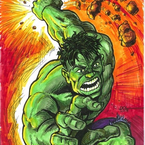 2018 Hulk Smash ORIGINAL artwork 9&quot;x12&quot;