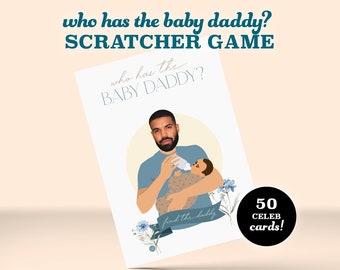 Wie heeft de baby-papa? Scratcher Game - Digitale download - Grappig spel voor babyshower