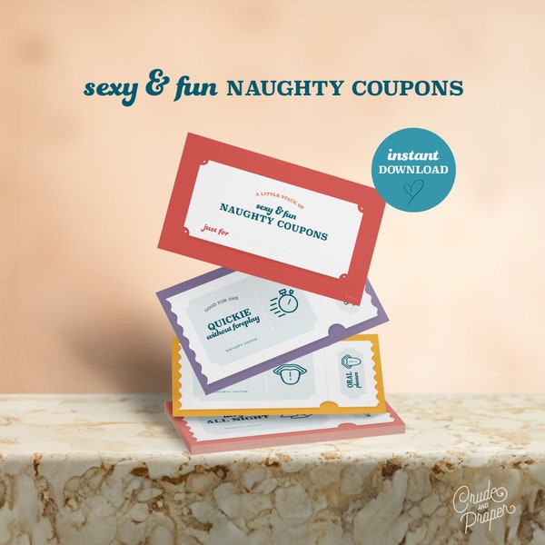 Printable Sexy & Fun Naughty Coupons - Funny Gift for Boyfriend, Husband, Significant Other - Adult - Instant Download