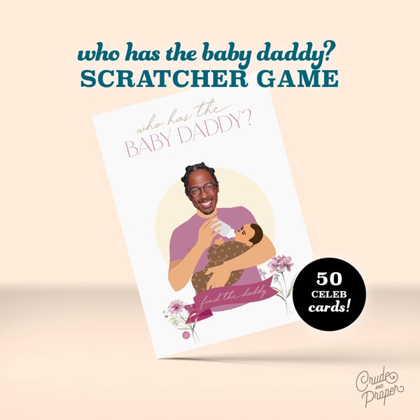 Who Has the Baby Daddy? Pink Scratcher Game - Digital Download  - Funny Game for Baby Shower