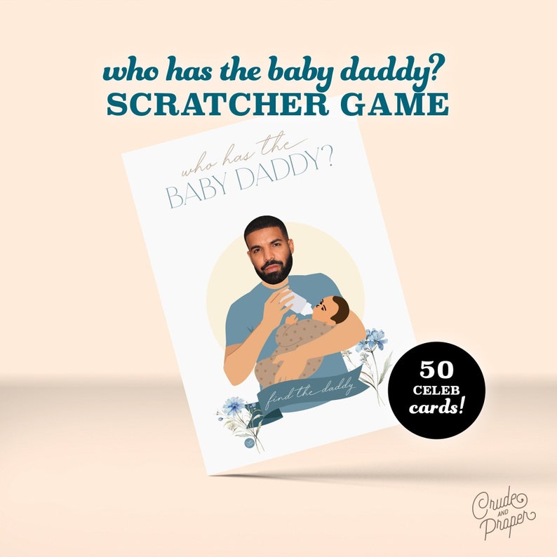 Who Has the Baby Daddy Scratcher Game Digital Download Funny Game for Baby Shower image 1