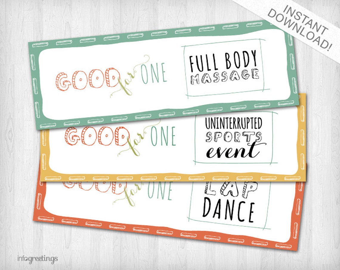 PRINTABLE Love Coupons for Him INSTANT DOWNLOAD - Etsy
