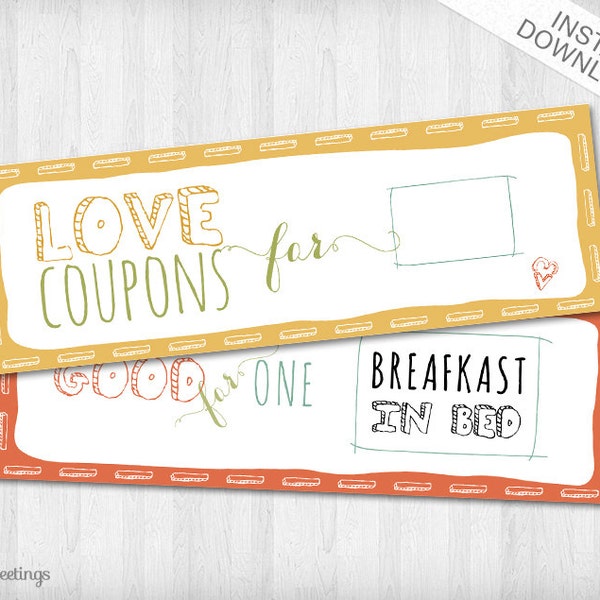 PRINTABLE Love Coupons for Him - INSTANT DOWNLOAD