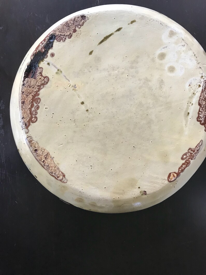 Folk Bird Platter olive green and cream