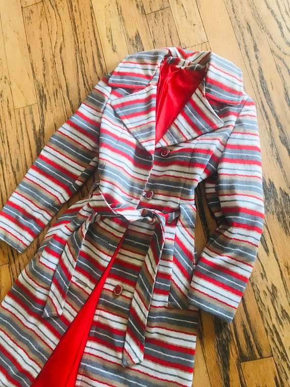 Striped red white Trench Coat