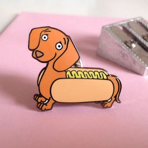 Hot dog dachshund hard enamel pin, lapel, enamel pin