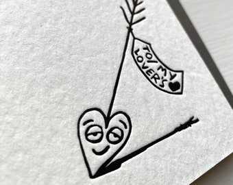 Cupid's Arrow - Valentine's - Card - Letterpress - Luxury - Handmade - Embossed - Cartoon - Illustration - Heart