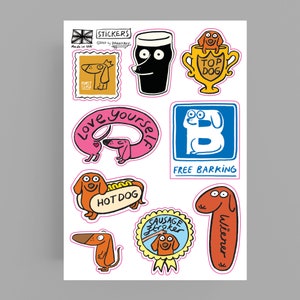 Dackel Sticker Sheet - Lustige Hunde Sticker - Dackel Journal Und Planer Sticker - Humor Sticker - Wiener - Wurst Hund - Niedlich