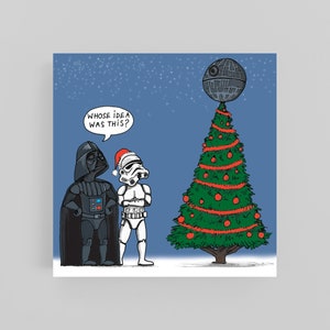 Star Wars*Zeichentrick*Weihnachtskarte*-Grußkarte-Star Wars Weihnachtskarte-Star Wars Weihnachten-Darth Vader-Humor-Lustige Weihnachtskarte-Illustrierte Karte