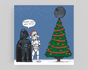 Star Wars*Dibujos animados*Navidad*tarjeta-Tarjeta de felicitación-Tarjeta de Navidad de Star Wars-Navidad de Star Wars-Darth Vader-Humor-Tarjeta de Navidad divertida-Tarjeta ilustrada