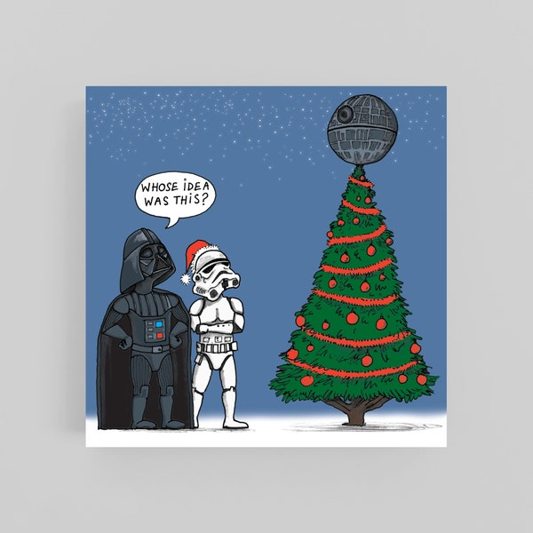 Star Wars*Dibujos animados*Navidad*tarjeta-Tarjeta de felicitación-Tarjeta de Navidad de Star Wars-Navidad de Star Wars-Darth Vader-Humor-Tarjeta de Navidad divertida-Tarjeta ilustrada