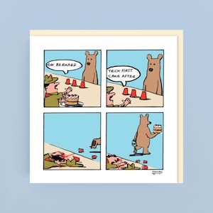 Carte d'anniversaire - bande dessinée - ours Bernard - jeu de mots - drôle - humour - illustration - dessin animé - carte d'humour