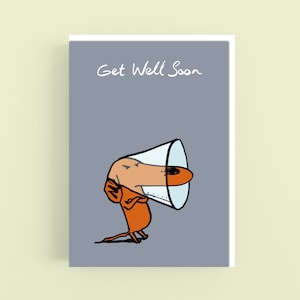 Get Well Soon*Dachshund*perro cono*tarjeta*Tarjeta de felicitación*Divertido*Humour*Ilustración*Perro*Perro salchicha*Perro wiener*